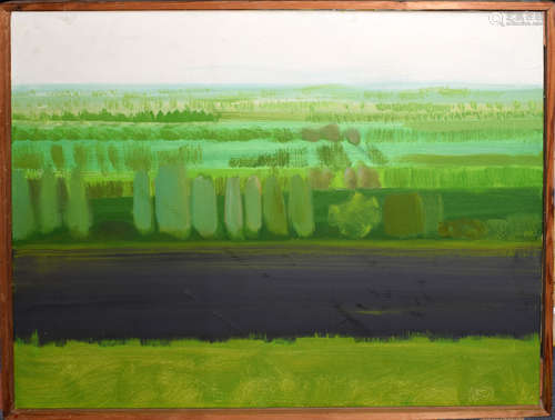 •AR Morley Bury (1919-1999), Landscape, oil on canvas, monogrammed and dated 71 lower right, 76 x