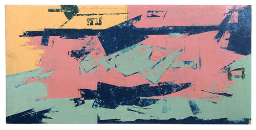 Yudice Belenkie (contemporary), Abstract composition, oil on board, 90 x 44cm, unframed