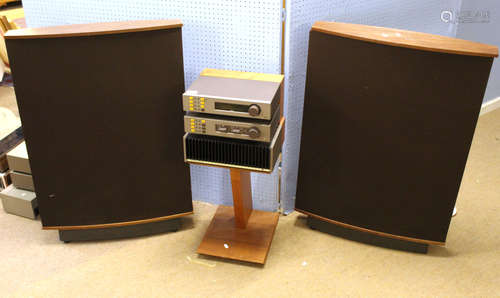 Quad stereo system comprising FM3 tuner, 33 pre-amp, 405/2 power amp and a pair of quad ESL 63