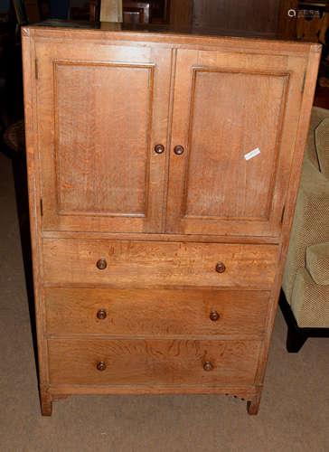 Heals style limed oak tallboy, the inside stamped 