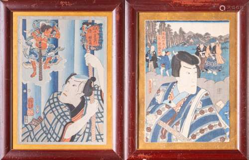 ARTE GIAPPONESE Two prints on paper depicting characters and cartouches with inscriptions Japan, 19