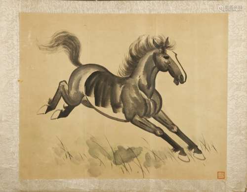 Arte Cinese A painting depicting a horseChina, 20th century Watercolour on paper .