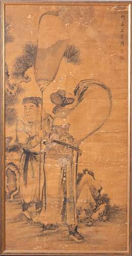 Arte Cinese A painrting on paper depicting characters signed Shangguan Zhou (1665-1750?)China, 17th