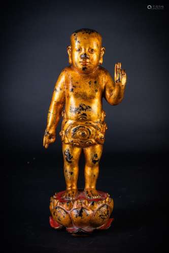 Arte Cinese An iron gilt lacquered standing figure of baby Buddha China, Ming dynasty, 16th century
