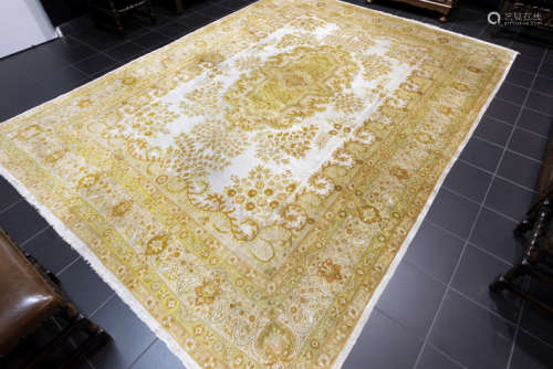 Signed finely knotted Tabriz in very fine wool and…