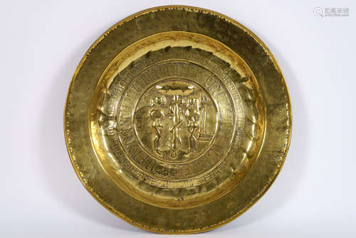 Antique offering bowl in brass with the representa…