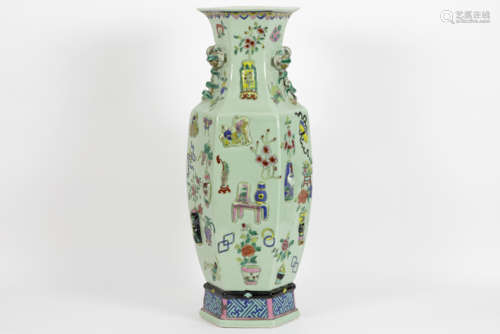 Chinese vase in marked porcelain with light green …