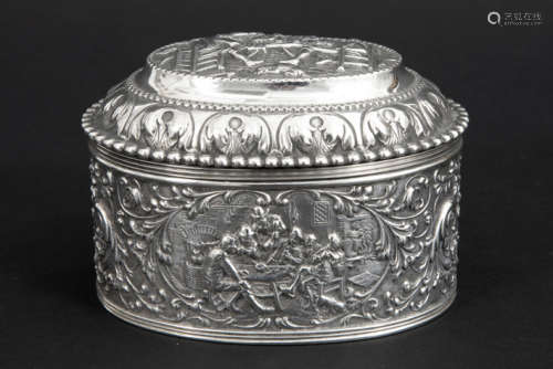 Dutch oval lidded box in marked solid silver 8 x 1…