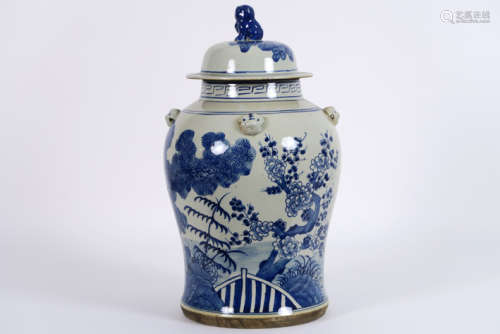 Chinese lidded ginger jar in porcelain with blue w…