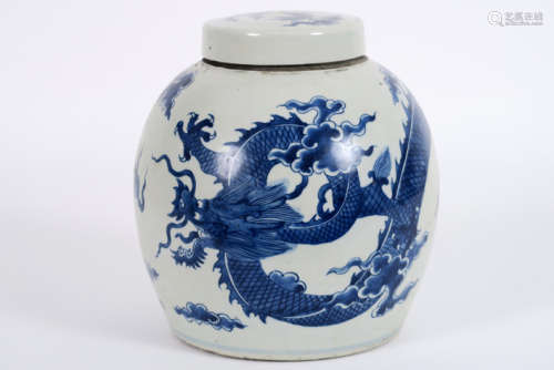 Chinese covered ginger jar in porcelain with blue …