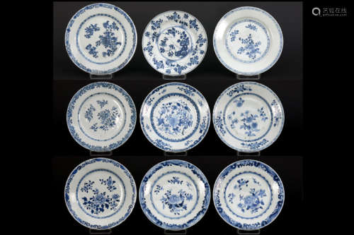 Lot of nine Chinese 18th century plates in porcela…