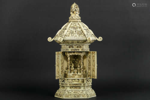 Antique rather large Chinese house altar in ivory …