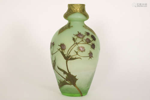 MONT JOYE (Legras) beautiful Art Nouveau vase in g…
