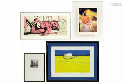 Lot of four graphic works with works by Cathelin, …