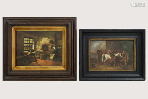 Lot of two nineteenth century oil paintings on can…