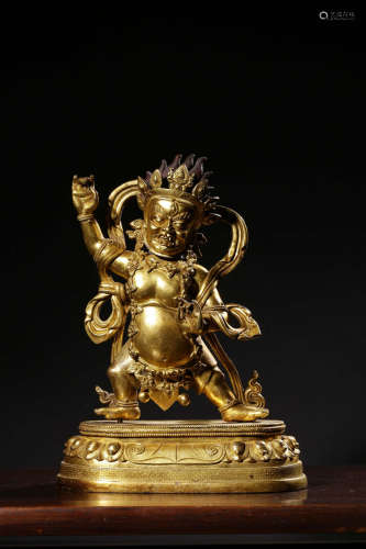 A BRONZE GILT MAHAKALA ORNAMENT QING DYNASTY