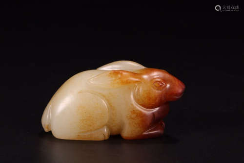 A HETIAN JADE CARVED RABBIT QING DYNASTY