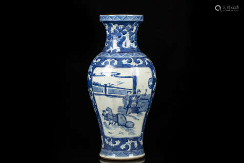 A BLUE AND WHITE 'FIGURE' VASE