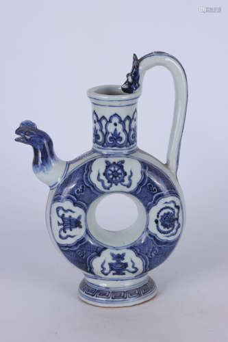 A BLUE AND WHITE EIGHT TREASURES TEA POT MING DYNASTY XUANDE PERIOD
