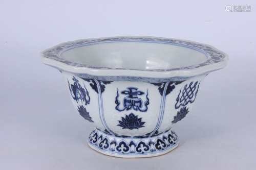A BLUE AND WHITE FLOWER POT MING DYNASTY XUANDE PERIOD