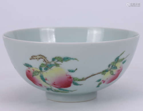 A FAMILLE ROSE PEACHES BOWL QING DYNASTY YONGZHENG PERIORD