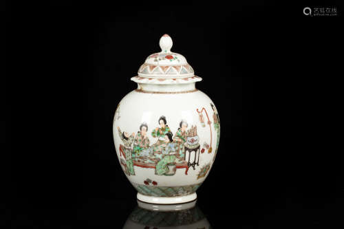 FAMILLE ROSE 'LADIES' JAR WITH COVER
