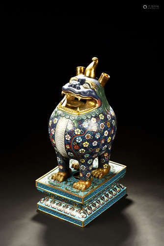 CLOISONNE ENAMELED 'MYTHICAL BEAST' BURNER