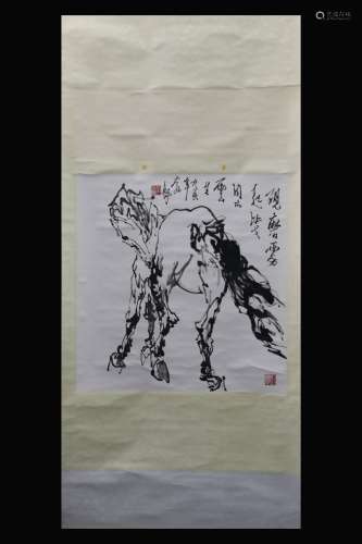 LIU BOSHU: INK ON PAPER 'HORSE' PAINTING