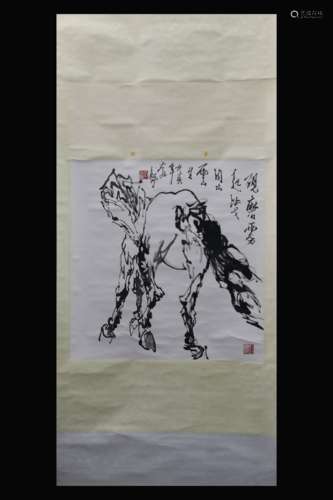 LIU BOSHU: INK ON PAPER 'HORSE' PAINTING