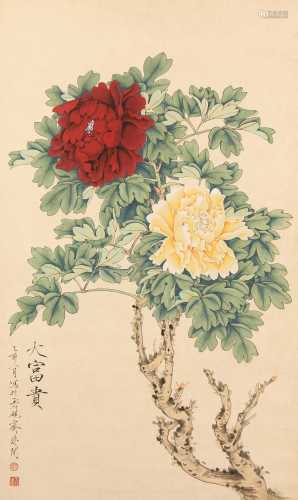 A FINE PEONY PAINTING BY YU FEI’AN