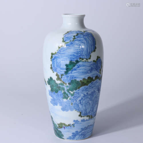 A CLOISONNÉ LANDSCAPE PORCELAIN VASE QING DYNASTY YONGZHENG PERIORD