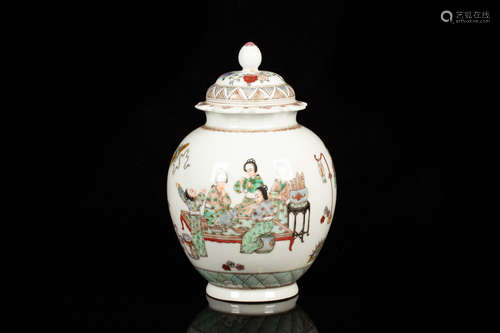 FAMILLE ROSE 'LADIES' JAR WITH COVER