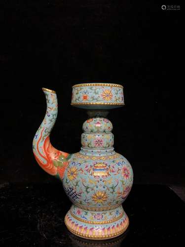 A FAMILLE ROSE EIGHT TREASURE POT QING DYNASTY QIANLONG PERIOD