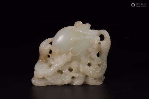 HETIAN WHITE JADE TWO DRAGONS ORNAMENT QING DYNASTY