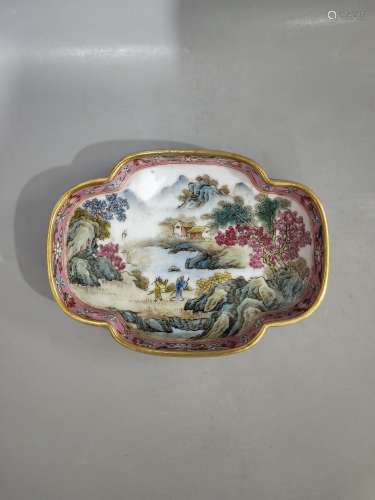 A FAMILLE ROSE LANDSCAPE WATER POT QING DYNASTY JIAQING PEROID