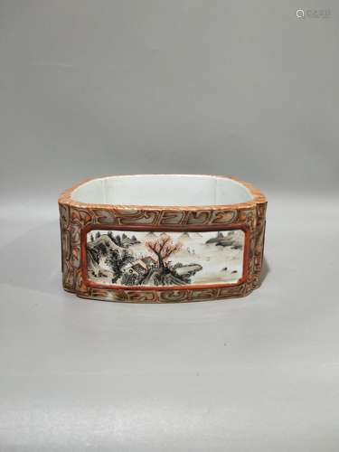 AN WOOD TEXTURE DECORATION LANDSCAPE WATER POT THE REPUBLIC OF CHINA ERA