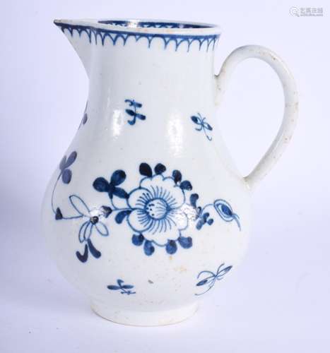 18th c. Liverpool sparrow beak jug painted in blue with