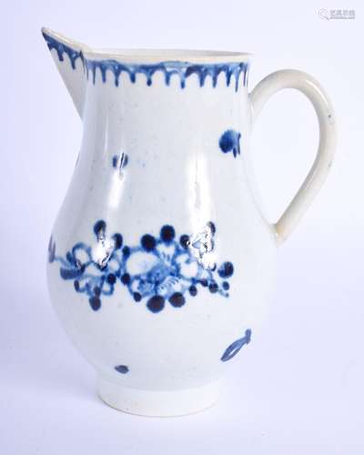 18th c. Liverpool sparrow beak jug painted in blue with