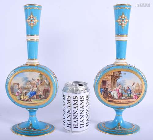 A PAIR OF 19TH CENTURY FRENCH SEVRES PORCELAIN VASES