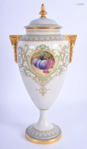 Royal Worcester vase and cover painted in Art Nouveaux