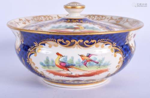 19th c. English porcelain sucrier and cover painted