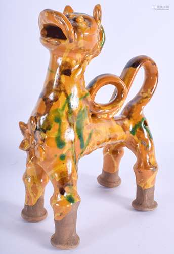 A MIDDLE EASTERN TURKISH POTTERY CANAKKALE LION FIGURE