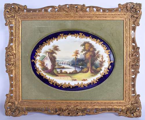 19th c. English Porcelain oval plaque painted with a