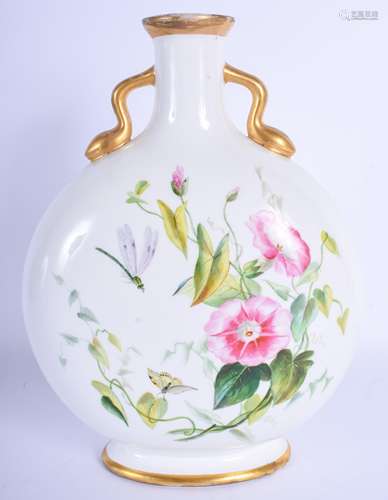 19th c. Minton moon flask painted with morning glory