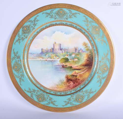 20th c. Minton large charger painted with Windsor