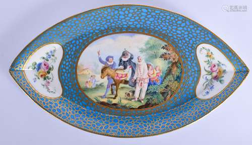 A LARGE 19TH CENTURY FRENCH SEVRES PORCELAIN OVAL DISH