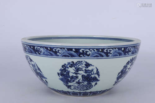 A BLUE AND WHITE DRAGON PHOENIX POT MING DYNASTY XUANDE PERIOD