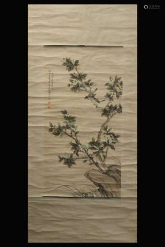 DONG QI: INK AND COLOR ON PAPER PAINTING 'FLOWERS AND BIRDS'