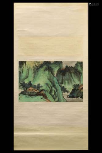 XIE ZHILIU: INK AND COLOR ON PAPER PAINTING 'LANDSCAPE SCENERY'