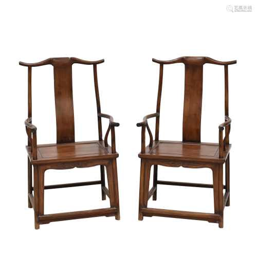 PAIR HUANGHUALI OFFICER HAT ARMCHAIRS